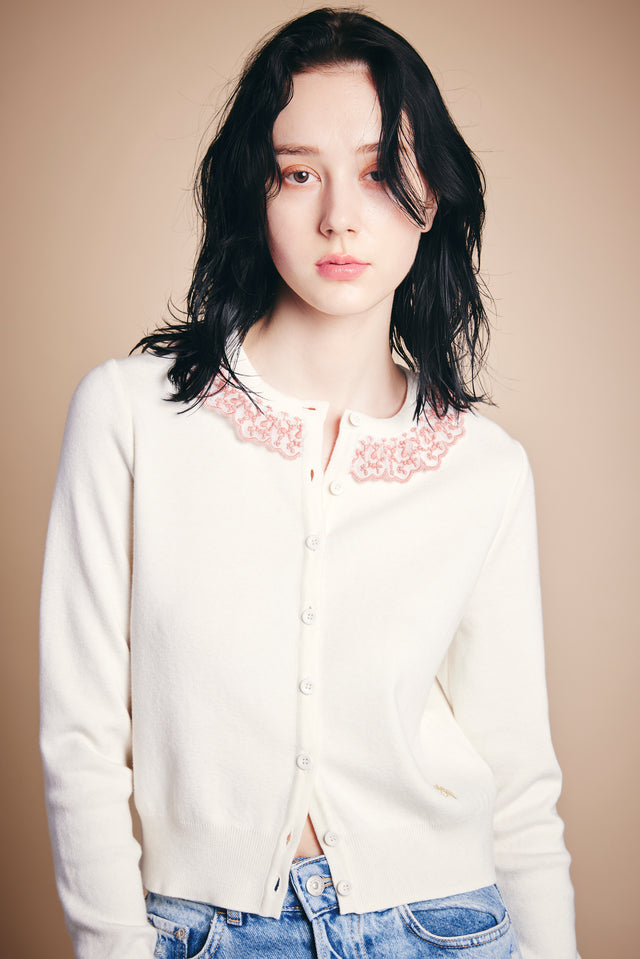 NADESHIKOカシミヤ混レース【Pure White×Pink】