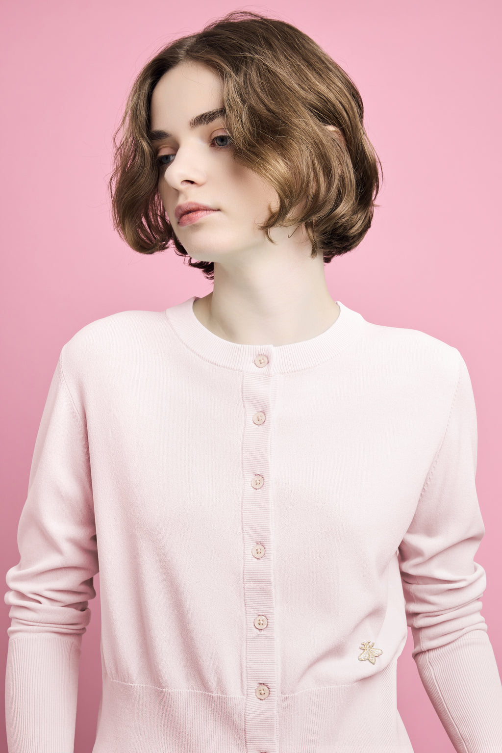 caprino カーディガン Caprino - カプリーノ | クルーネックカーディガン〔ブラック