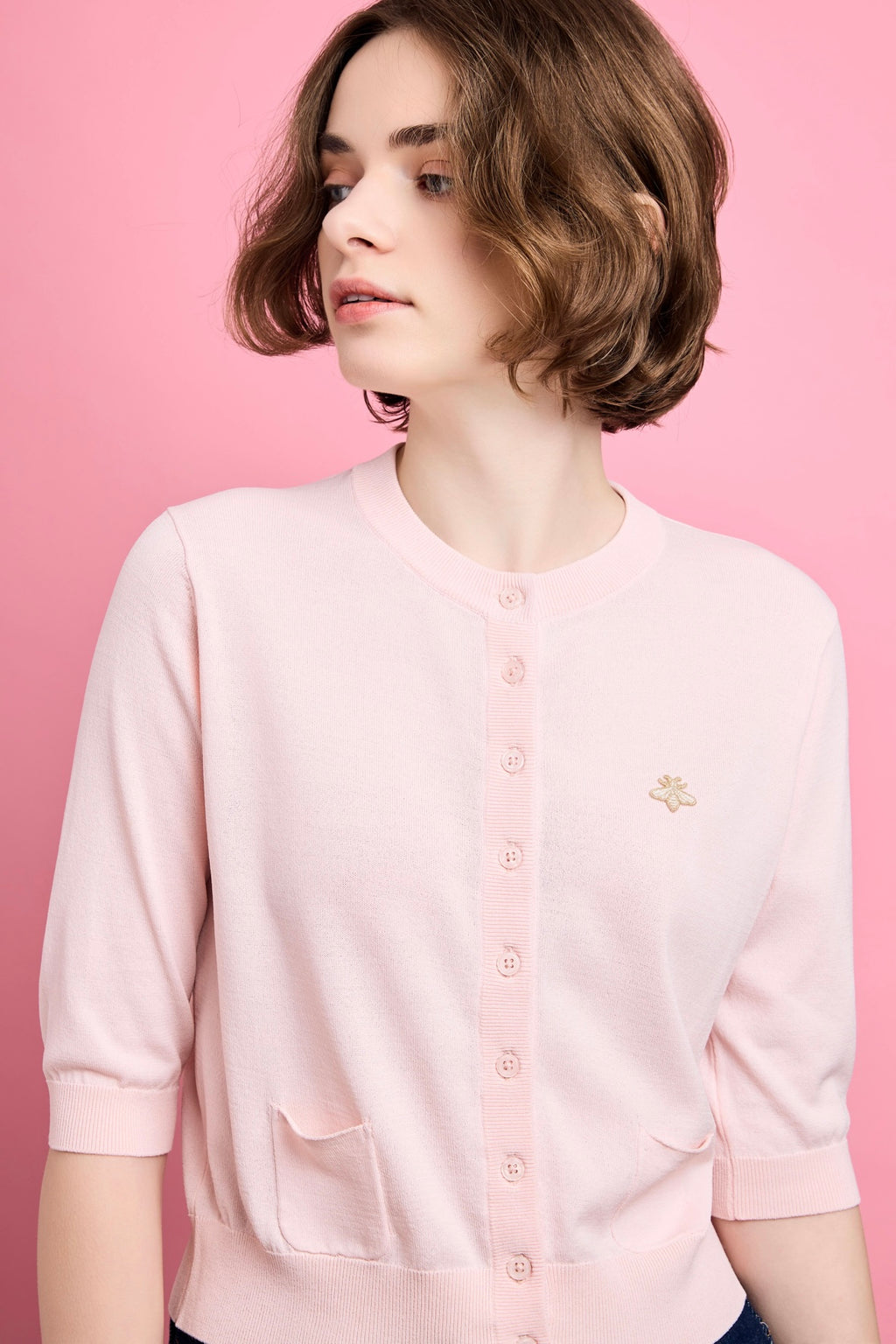 シャーリーテンプル プードルドットボタンカーディガン 150cm ピンク  