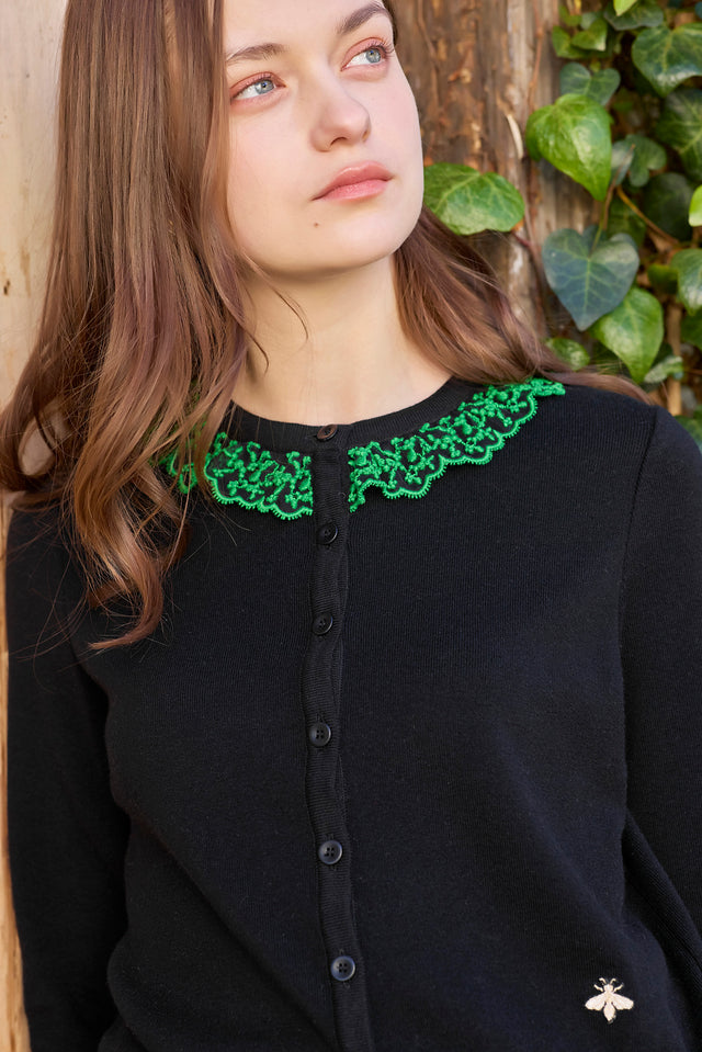 NADESHIKOカシミヤ混レース【Black×Green】